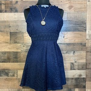 Navy Blue Lace Mini Dress - Bailey Blue - Size M